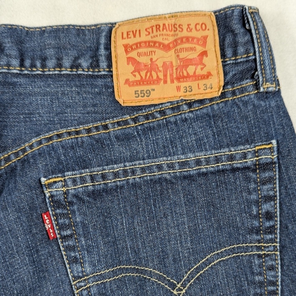 Levis 559 Relaxed Straight Jeans Mens 33 Dark Wash‎ Blue Denim